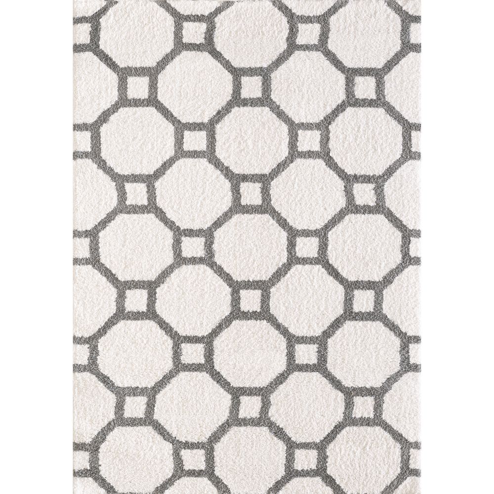 Dynamic Rugs 5903-119 Silky Shag 3.11 Ft. X 5.7 Ft. Rectangle Rug in White/Silver